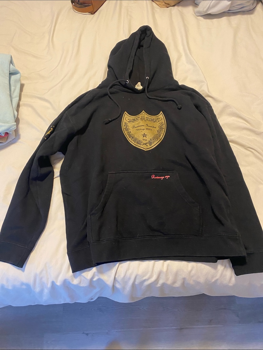 Black Hoodie with Gold Shield Emblem - Brand: Barstool Sports